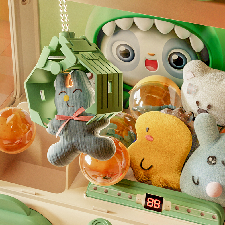 Máy Gắp Thú Bông Mini Dành Cho Bé Kích Thước Lớn Có Nhạc Và Đèn Kèm Xu Đếm Thời Gian, Có Sẵn Nhiều Thú Bông