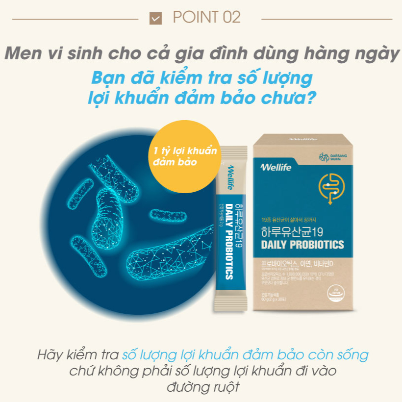 Men Vi Sinh Daesang Wellife Daily Probiotics 19 Hộp 30 Gói - K2V Shop