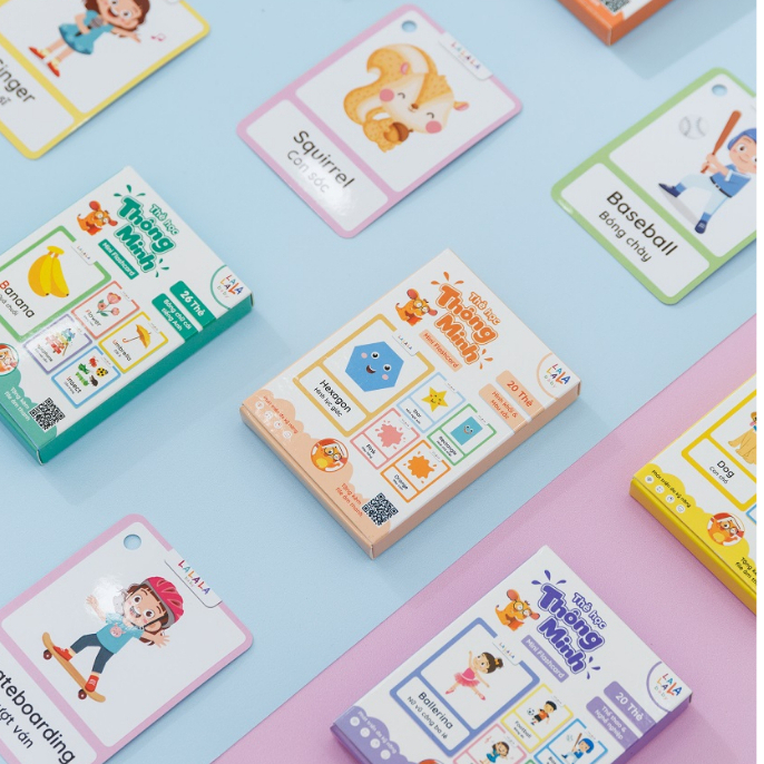 Thẻ học thông minh Mini Flashcard song ngữ Anh - Việt nhiều chủ đề cho bé thương hiệu Lalala baby