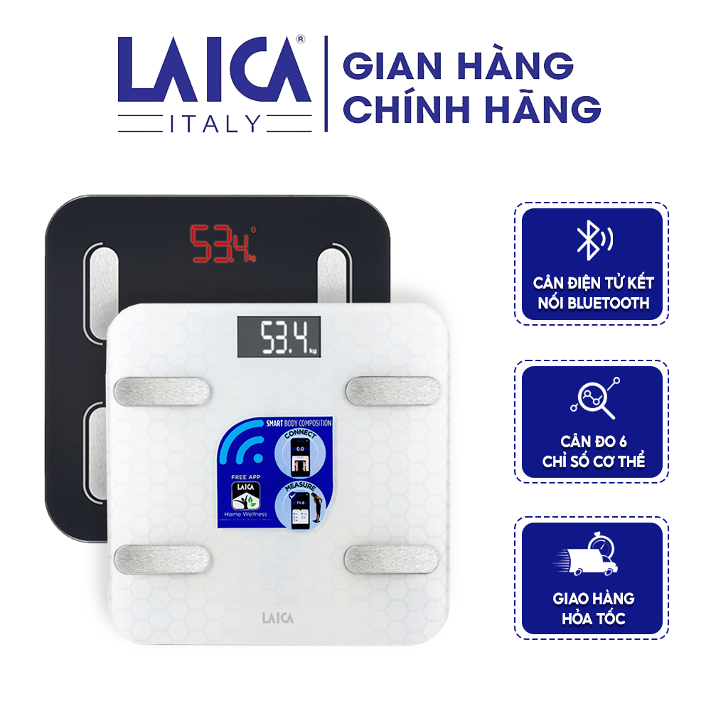 Cân điện tử sức khỏe LAICA PS7011 đo 6 chỉ số cơ thể kết nối bluetooth