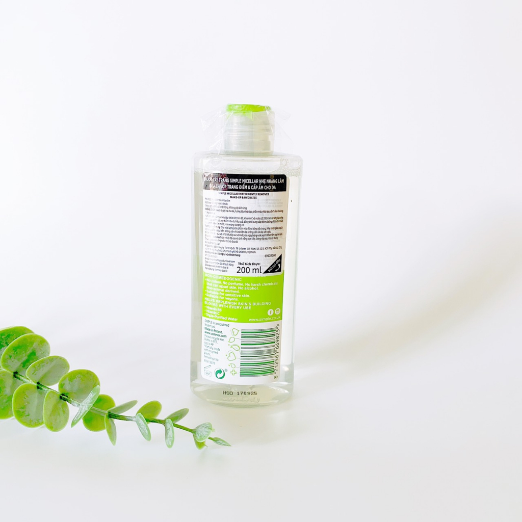 NƯỚC TẨY TRANG SIMPLE KIND TO SKIN MICELLAR CLEANSING WATER 200ML