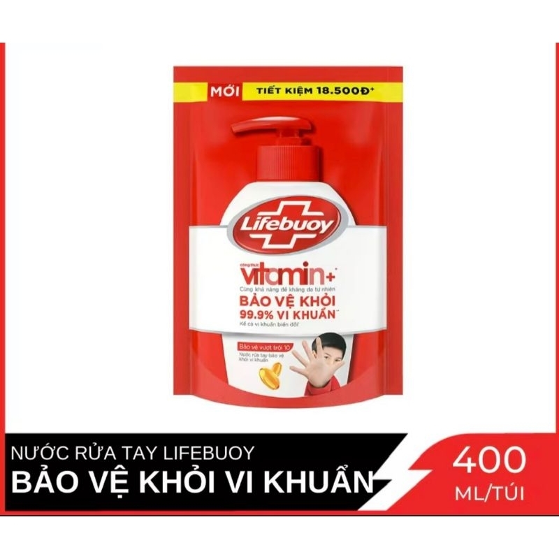 Nước rửa tay Lifebuoy Bảo vệ khỏi vi khuẩn 400ml (Túi)