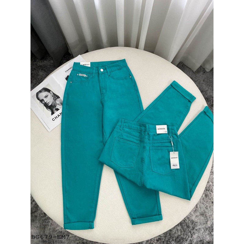 Quần jean nữ form Baggy màu hồng - nâu - kem