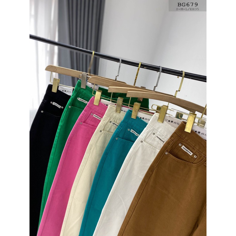 Quần jean nữ form Baggy màu hồng - nâu - kem