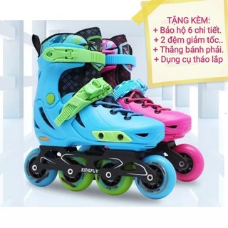 [ TẶNG BẢO HỘ + ĐỆM GIẢM TỐC] Giày Trượt Patin Trẻ Em KINGFLY W-198 Cao Cấp Cho Bé Màu Hồng Màu Xanh