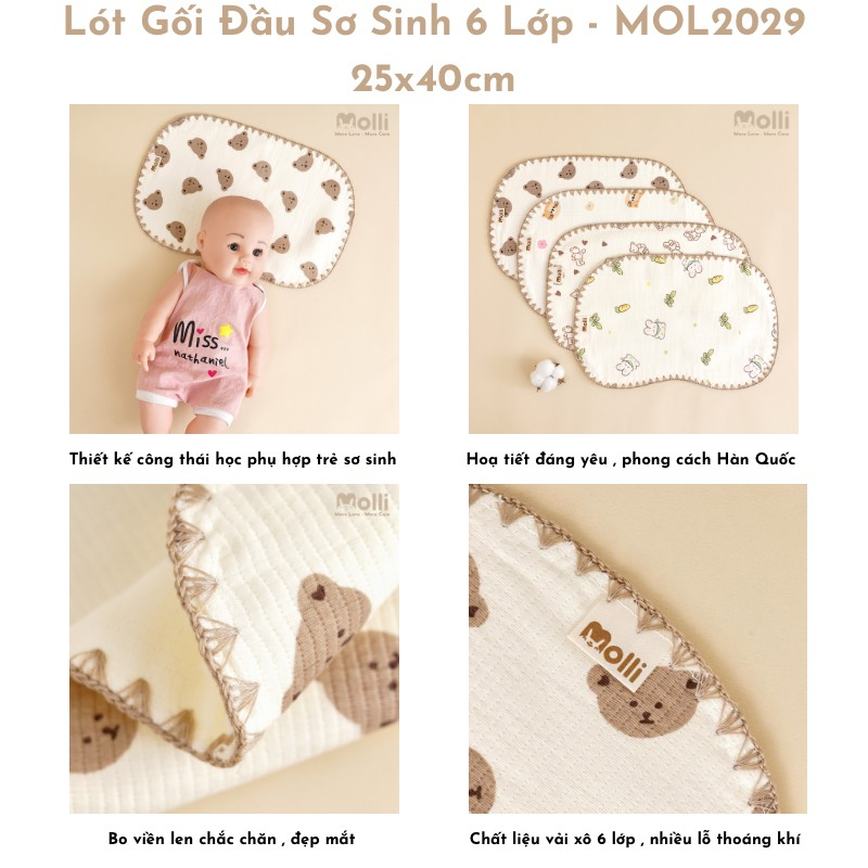 Gối xô 6 lớp Molli cho bé sơ sinh
