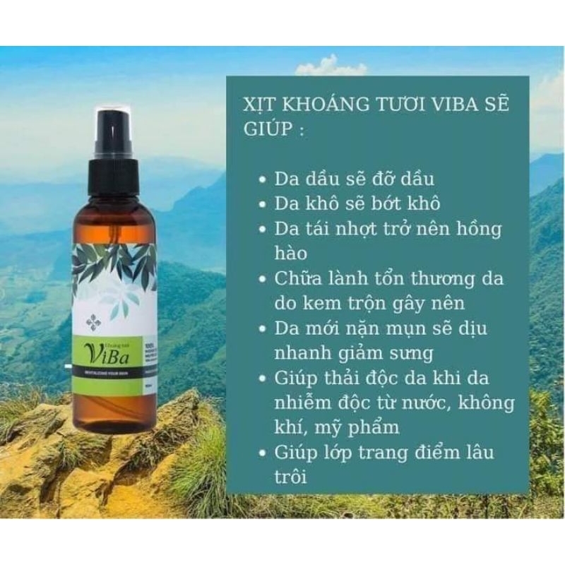 Xịt khoáng Tươi ViBa - dưỡng da, cấp ẩm, cân bằng pH, phục hồi tổn thương da