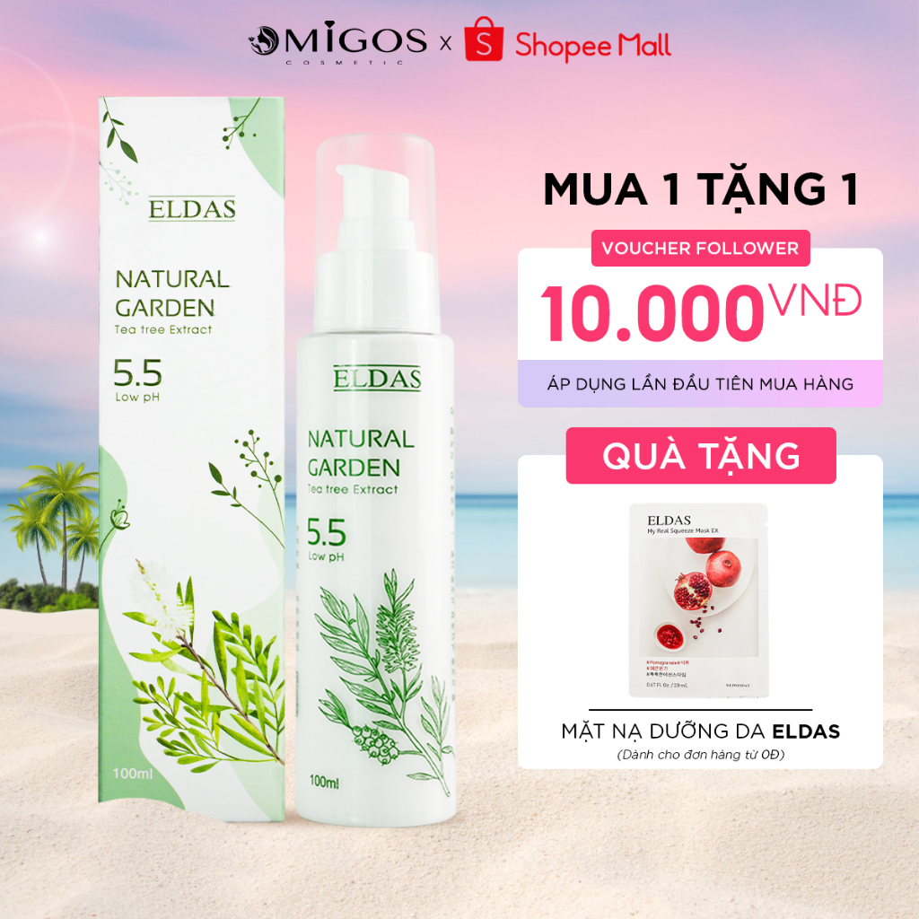 Sữa Rửa Mặt Dịu Nhẹ Eldas, Dành Cho Da Mụn Tinh Chất TRÀM TRÀ KHỔ QUA Ngừa Mụn Cho Da Nhạy Cảm Không Chứa Xà Phòng 100ml