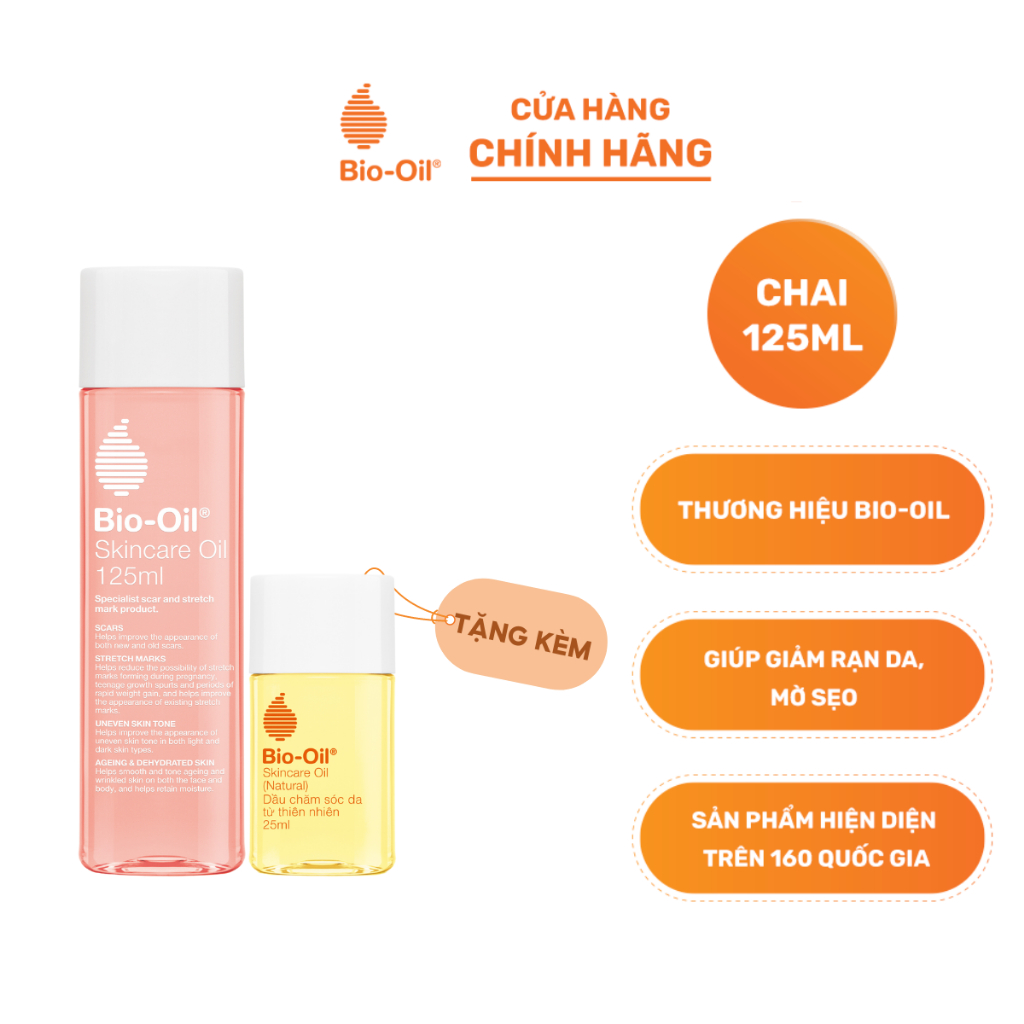 Dầu Chăm Sóc Da Giúp Giảm Rạn Da BIO-OIL SKINCARE OIL (Chai 125ml) - Tặng BIO-OIL SKINCARE NATURAL OIL 25ML