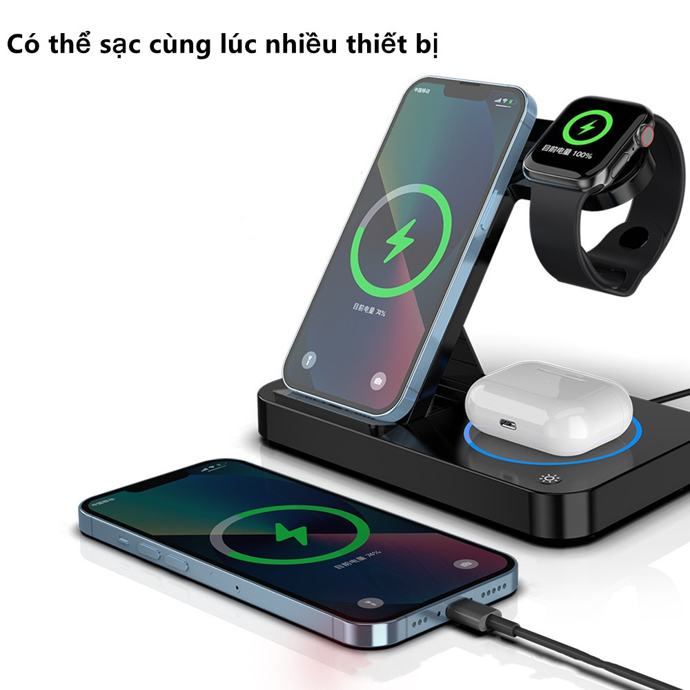 Đế sạc không dây đa năng 3in1 Duge, sạc không dây 15W cho 8 Plus