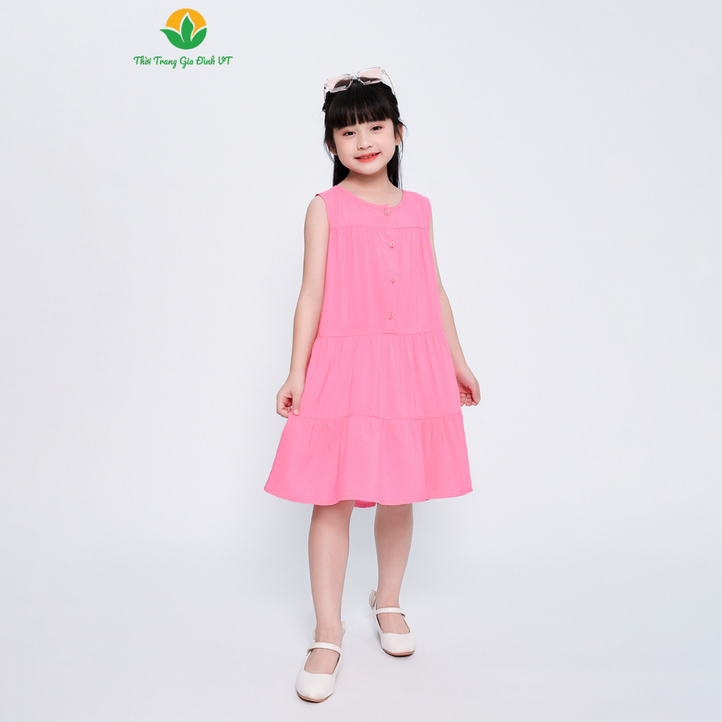 Váy đầm chất lanh cho bé gái thời trang mùa hè Việt Thắng - V62.2304