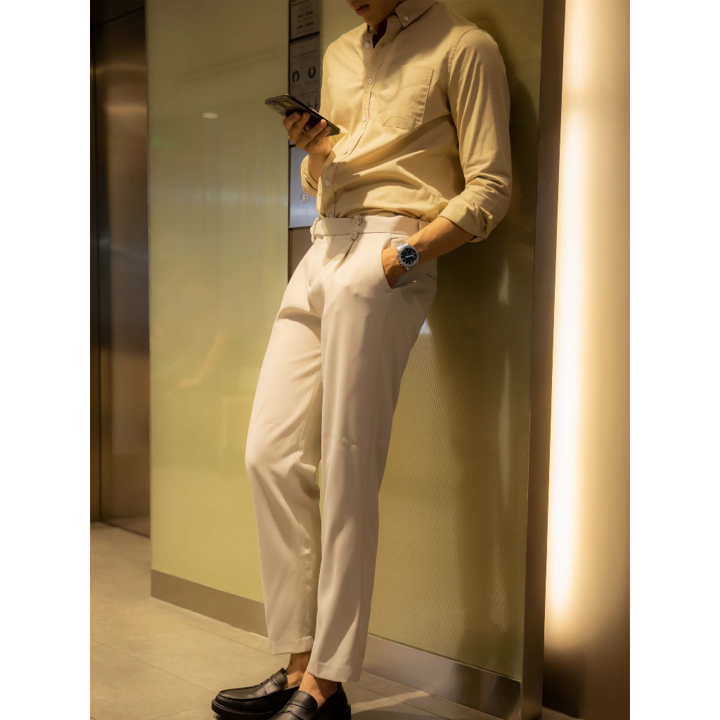 Quần Tây Nam Sidetab Plait Impress, Chất Vải Cotton Thoải Mái, QT0007-07,SOMEHOW