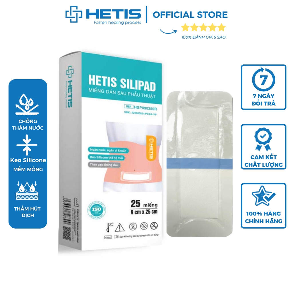 Miếng dán sau phẫu thuật HETIS Silipad - Dòng cao cấp ngăn nước siêu tốt  HSP