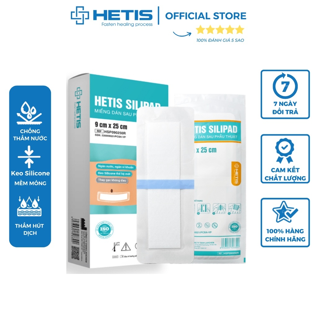 Miếng dán sau phẫu thuật HETIS Silipad - Dòng cao cấp ngăn nước siêu tốt  HSP