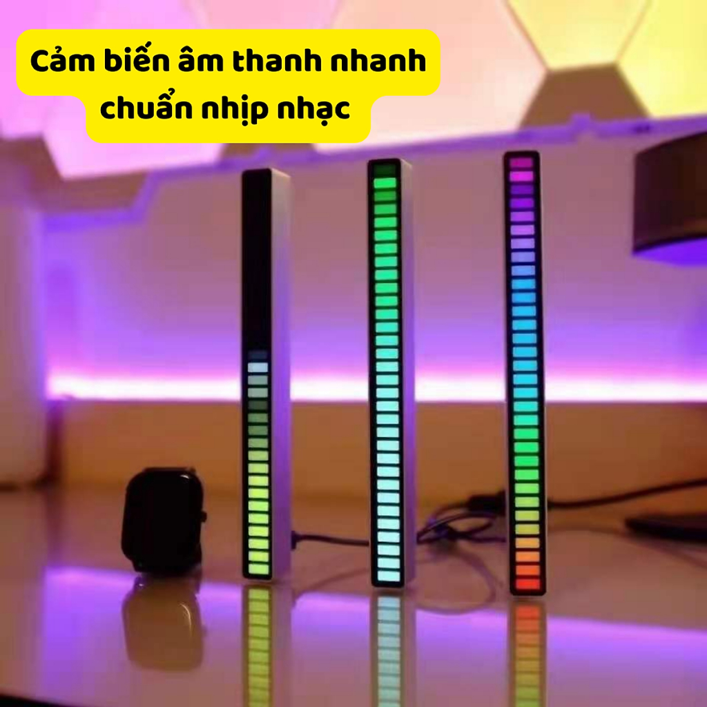 Thanh Đèn Cảm Biến Âm Thanh LED RGB Tích Hợp Cổng USB 5V-2A/ có pin dự trữ Cảm Biến Âm Thanh chính hãng miDoctor