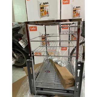GIÁ ĐỰNG GIA VỊ INOX 304, KỆ GIA VỊ INOX 304 CAO CẤP LẮP TỦ BẾP KÈM RAY ÂM GIẢM CHẤN