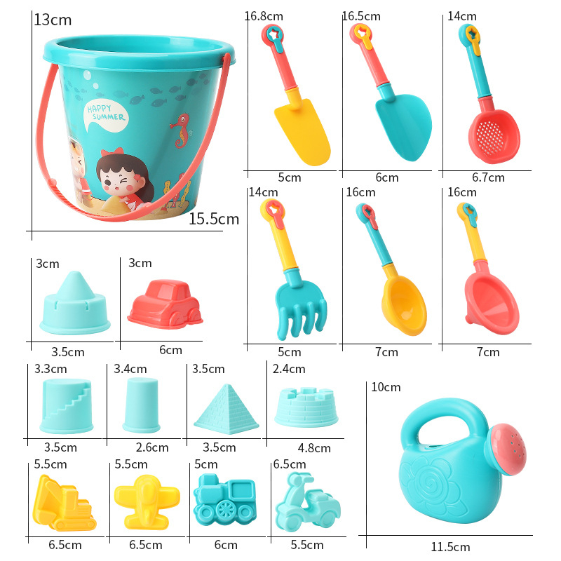 Đồ chơi xúc cát biển 18 chi tiết bao có túi lưới xách dễ dàng làm đồ chơi xúc cát cho bé