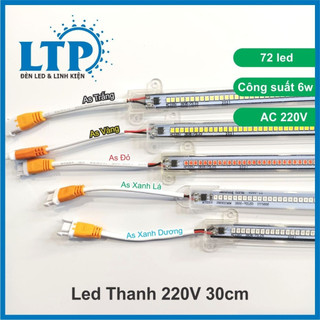 Đèn led thanh 220v chíp 2835 siêu sáng bọc nhựa, led thanh 220v 30cm 50cm ánh sáng trắng/vàng/đỏ/lá