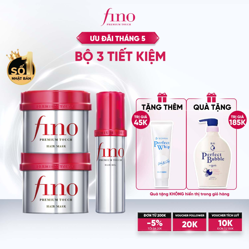 Bộ 2 Kem ủ tóc cao cấp FINO Premium Touch 230g + Dầu dưỡng tóc cao cấp FINO PREMIUM TOUCH HAIR OIL B 70m