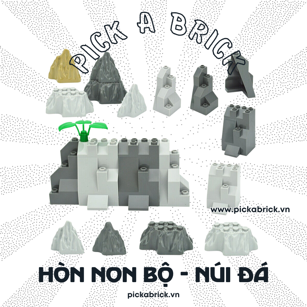 Đồ chơi lắp ráp Hòn non bộ Núi đá Viên đá - Phụ kiện MOC xếp hình mô hình địa hình gạch MOC cục đá xây dựng
