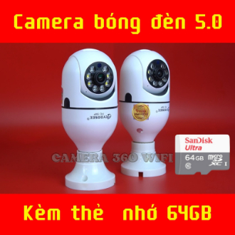 Camera bóng đèn Yoosee 8L-5.0MP, xoay 360 độ, giám sát toàn cảnh, đàm thoại 2 chiều, bảo hành 12 tháng