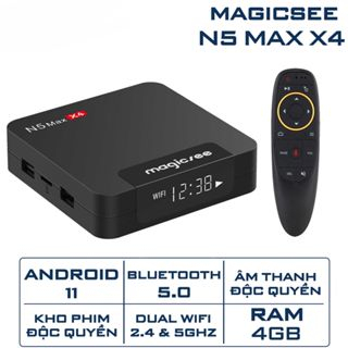 Android tivi box Magicsee N5 max chip S905X4, Android 11, Ram 4GB, ROM 32GB, phiên bản 2022, Có Bản ATV