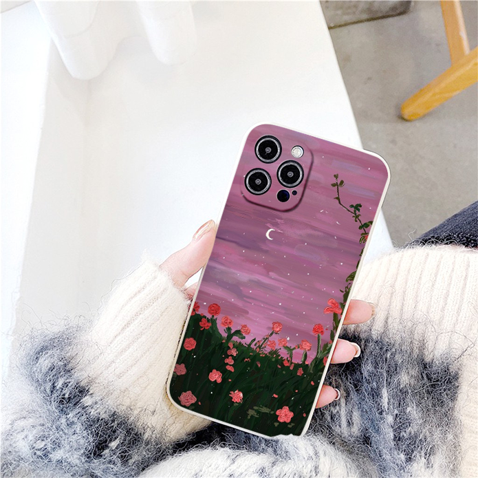 Ốp iphone hình vườn hoa và bầu trời cho ip 7 8 plus 12 Pro max 11 Pro X XS MAX XR 14 13pro prm eh2101