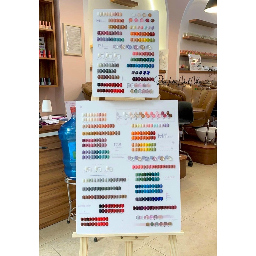 Set sơn gel thạch nhũ MINAYIN 178 màu chính hãng set sơn gel thạch 178 màu tặng 2 bảng màu base top kệ gỗ dungnailstore