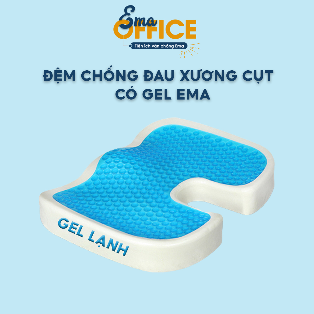 Đệm lót ghế cao su non đàn hồi cực tốt, có lớp gel lạnh - Chống trĩ, giảm đau vùng xương cụt EMA