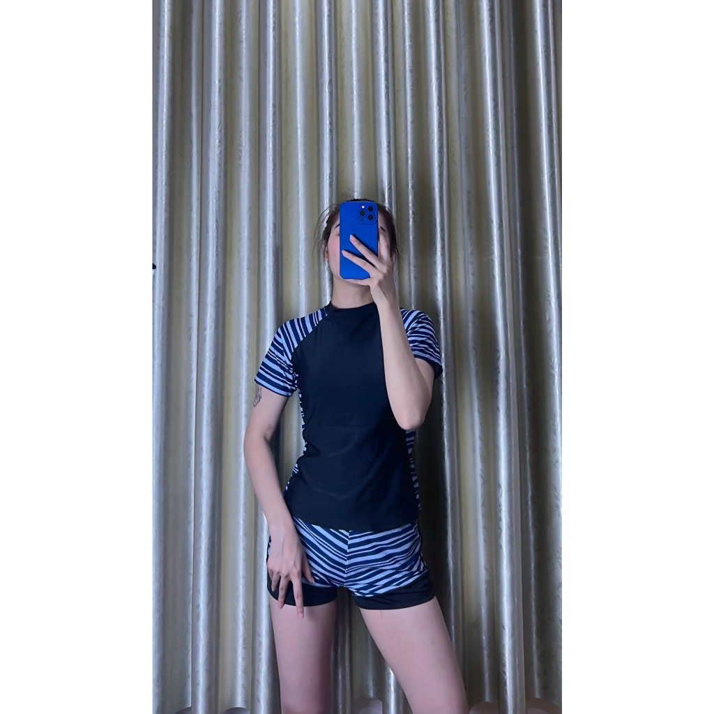 Đồ Bơi Nữ Bikini LANBISHOP Hai Mảnh Ngắn Tay Quần Đùi Hoạ Tiết Lanbi-021