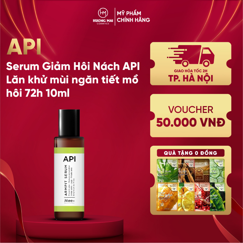 Serum Giảm Hôi Nách API | Lăn khử mùi ngăn tiết mồ hôi 72h 10ml