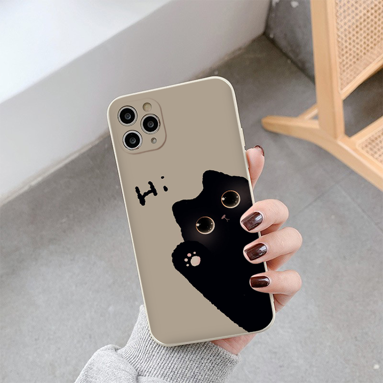 Ốp Điện Thoại hình mèo đen vẫy tay cho ip 14 Pro max 13 Pro max 12 Pro 11 xr xs max eh2123