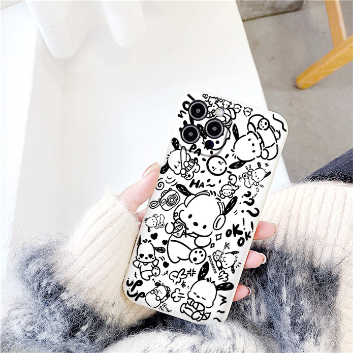 Ốp lưng iphone biểu cảm pochaco trắng đen bảo vệ cam viền dẻo chống sốc ip 11 12 13 14 pro max eh2125