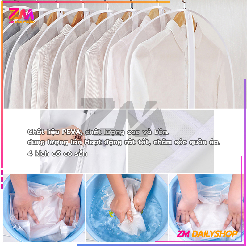 Túi bọc kín quần áo chống bụi chống ẩm mốc treo tủ, có khóa, chống thấm, sắp xếp tủ quần áo