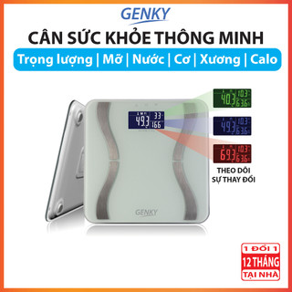 Cân sức khỏe điện tử thông minh Genky - phân tích cơ thể, theo dõi mỡ, cơ, nước, xương, calo