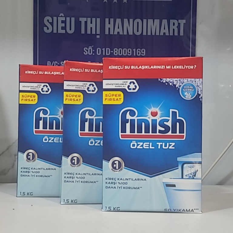 Muối rửa bát Finish 4kg, Muối rửa chén làm mềm nước Finish 1,5kg cao cấp loại bỏ tạp chất trong nước, ngăn
