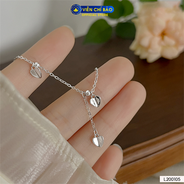 Lắc chân bạc nữ trái tim đá chất liệu bạc Ý 925 thời trang phụ kiện trang sức Viễn Chí Bảo L200105
