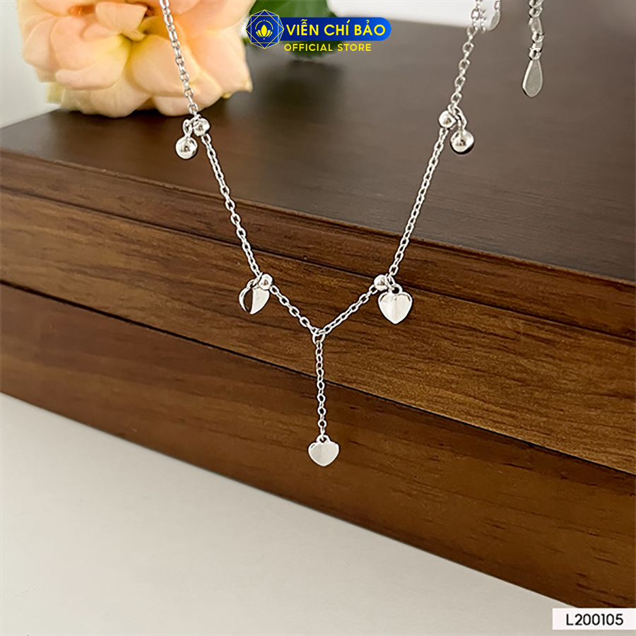 Lắc chân bạc nữ trái tim đá chất liệu bạc Ý 925 thời trang phụ kiện trang sức Viễn Chí Bảo L200105