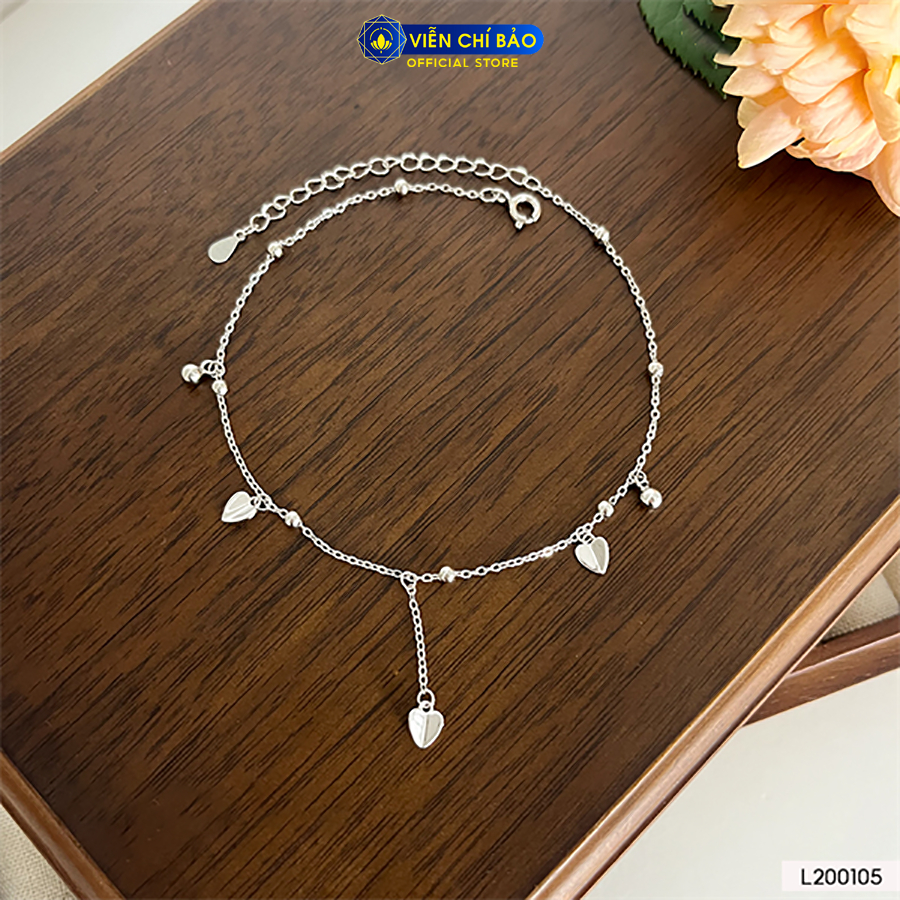 Lắc chân bạc nữ trái tim đá chất liệu bạc Ý 925 thời trang phụ kiện trang sức Viễn Chí Bảo L200105