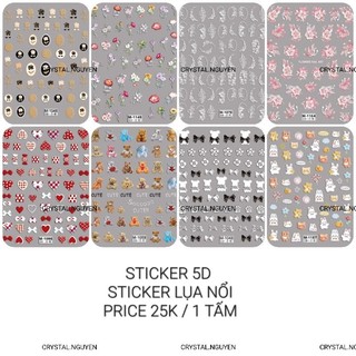 Sticker nail 5d- sticker lụa nổi cao cấp - dán móng tay