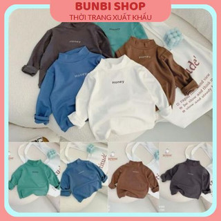 Áo giữ nhiệt cổ 3 phân Honey cho bé trai,bé gái,áo dài tay thu đông chất cotton dày dặn ấm áp