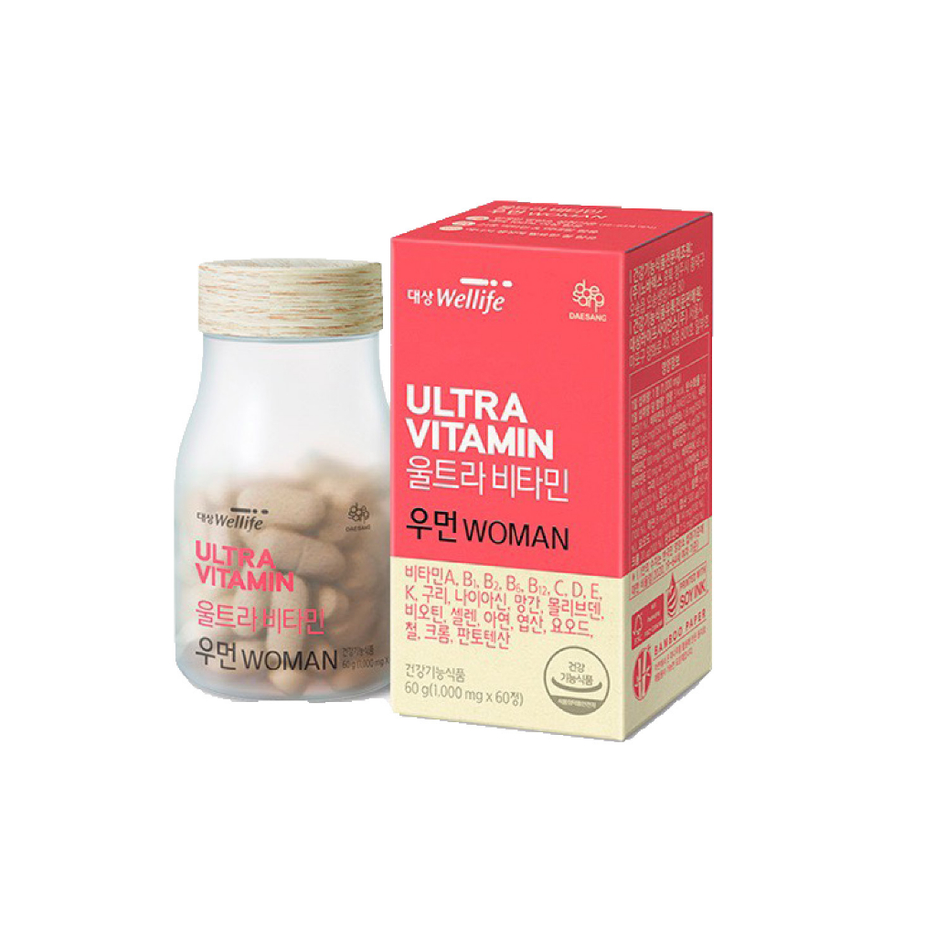 [Hộp 60 Viên] Viên Uống Bổ Sung Vitamin Dành Cho Nữ Giới Daesang Wellife Ultra Vitamin For Woman - aT Mall & K Food