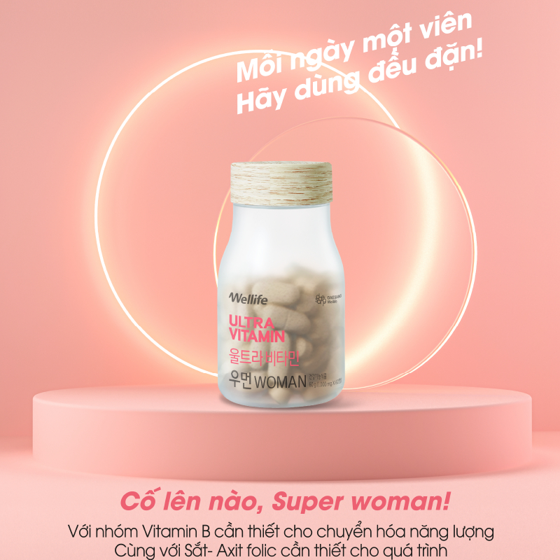 [Hộp 60 Viên] Viên Uống Bổ Sung Vitamin Dành Cho Nữ Giới Daesang Wellife Ultra Vitamin For Woman - aT Mall & K Food