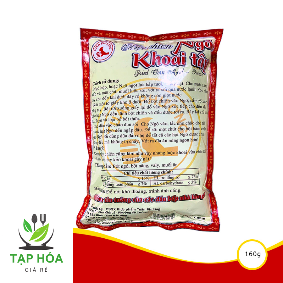 Bột chiên ngô khoai thơm giòn gói 160g - Bột chiên khoai lang, khoai tây, ngô thơm ngon chuẩn vị