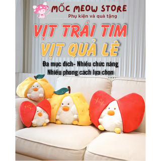 GẤU BÔNG 2 trong 1- Vịt Trái Tim, Vịt Quả Lê nhung mịn, bông xốp dễ thương. Mốc Meow🍄