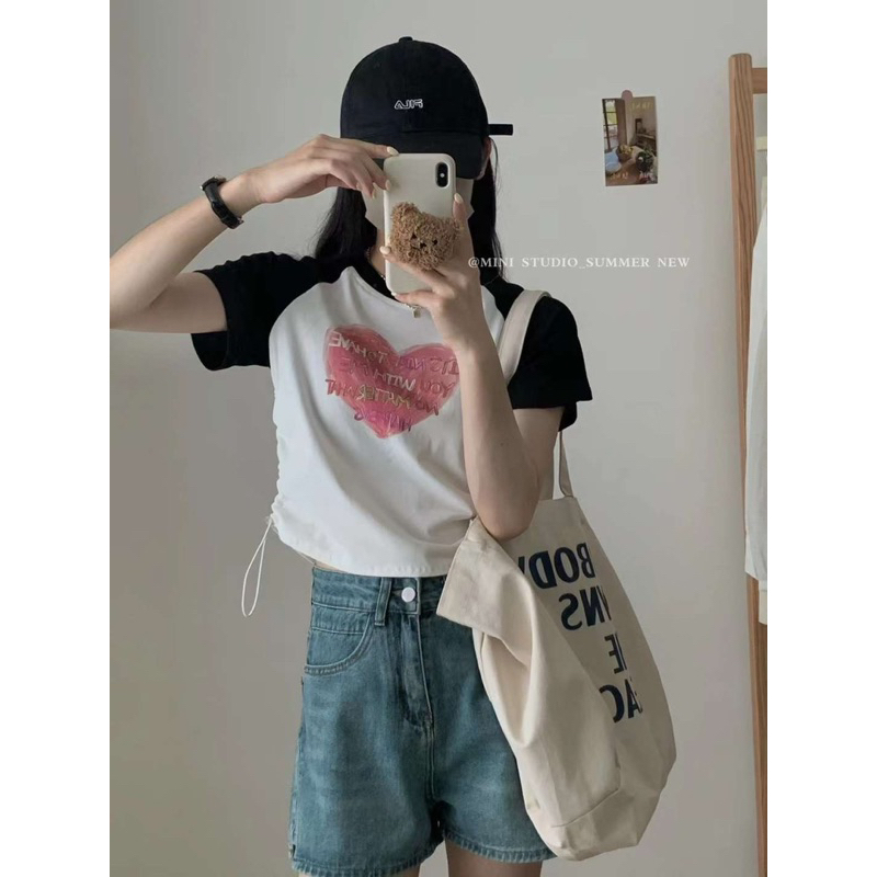 Áo trái tim hoa Xịn chuẩn QC  / Ảnh thật