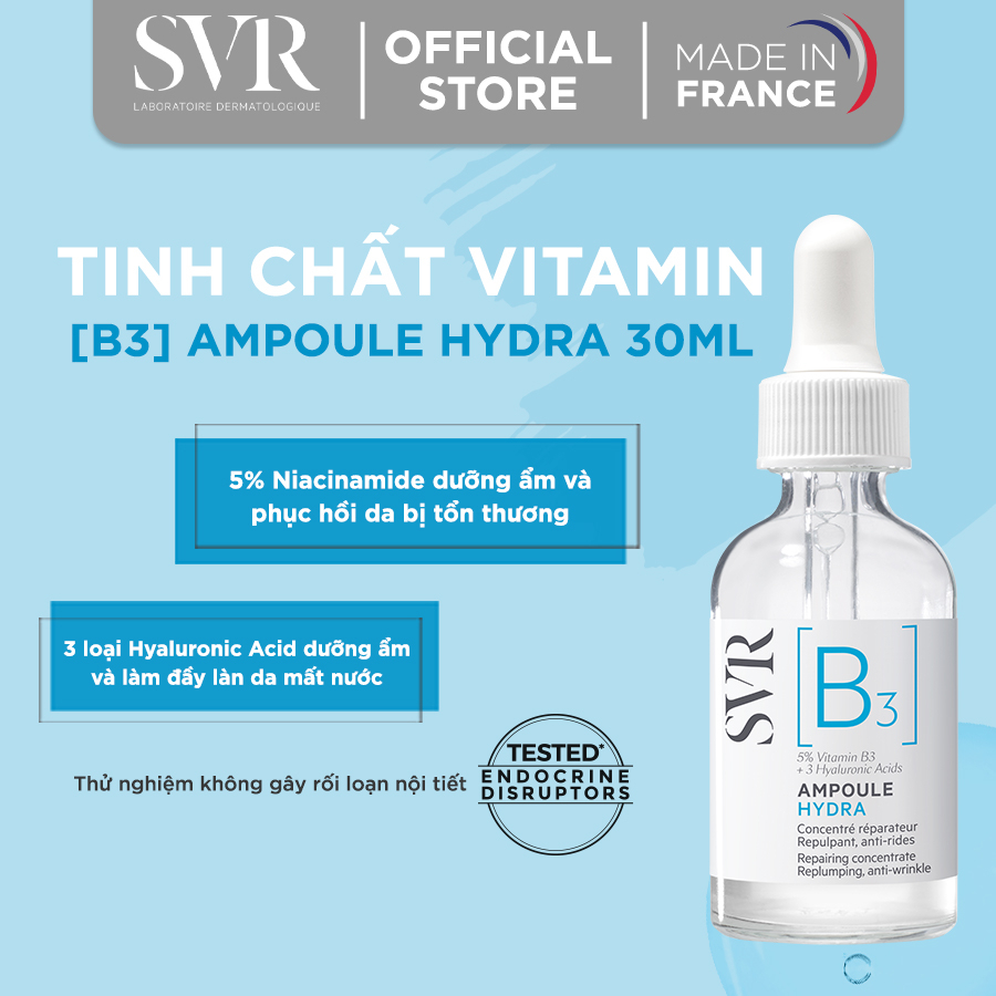 Tinh chất dưỡng da, ngăn ngừa nếp nhăn, phục hồi da và dưỡng ẩm cho da SVR [B3] Ampoule Hydra 30ml