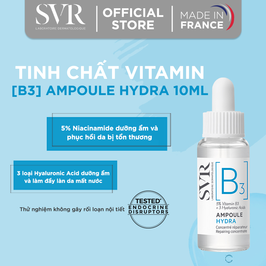 Dung dịch dưỡng da dạng lỏng dưỡng ẩm, chống nhăn và giúp làn da mềm mịn SVR [B3] AMPOULE HYDRA 10ml