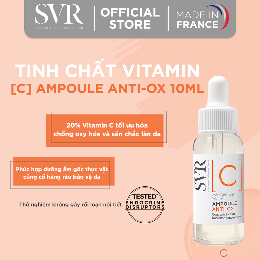Dung dịch dưỡng da dạng lỏng giúp làm sáng da và chống nhăn SVR [C] Ampoule Anti-Ox 10ml