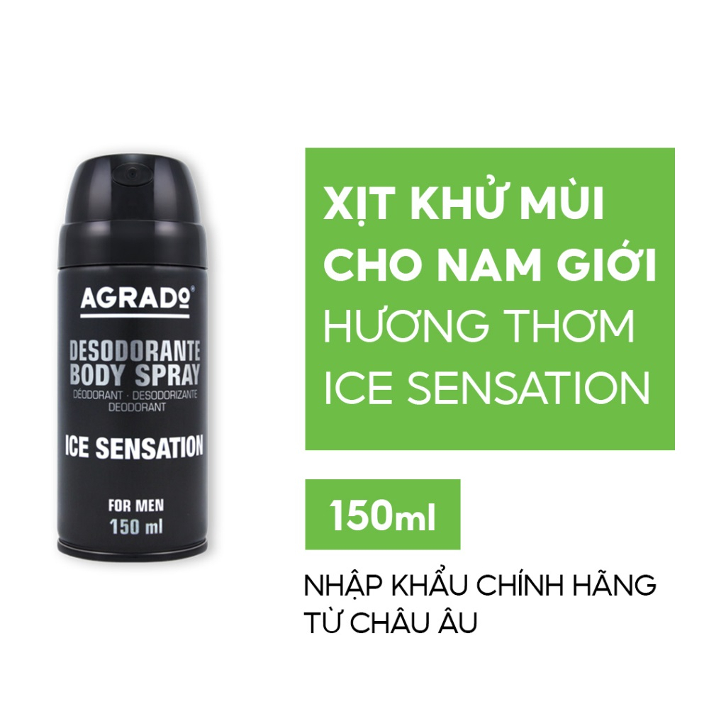 Xịt khử mùi body Agrado hương nước hoa Ice Sensation 150ml
